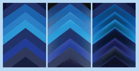Set of abstract blue black design with triangle arrow in theme of futuristic.