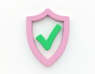 Pink shield with green checkmark security
