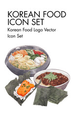 Korean food logo vector icon set