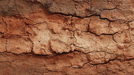 Dried soil shows numerous cracks and textures, reflecting the effects of heat and lack of moisture. The earthy tones present a natural desert-like environment under bright light.