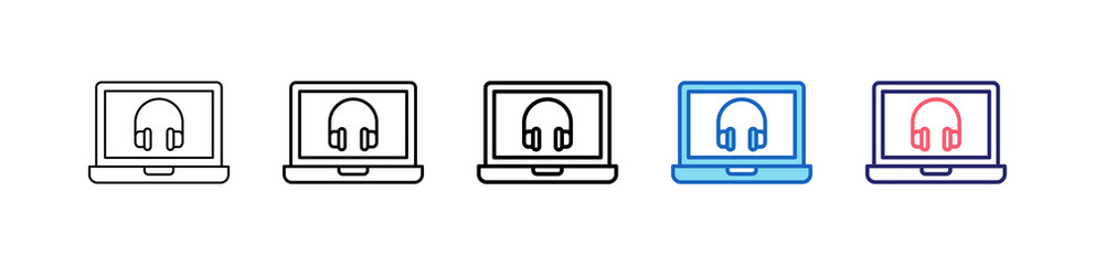 Headset Icon In 5 Different Styles Set Collection.   