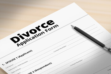 Divorce Application Form with Pen on Desk