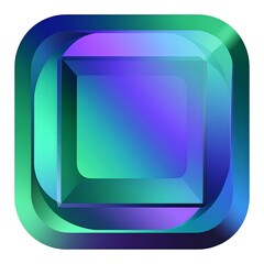 Gradient-filled square within a larger, beveled square, exhibiting a polished, gemstone-like appearance