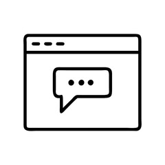 Outline web page with speech bubble icon for online messaging and communication concept design