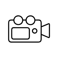 Outline video camera icon for film production and recording media content creation project