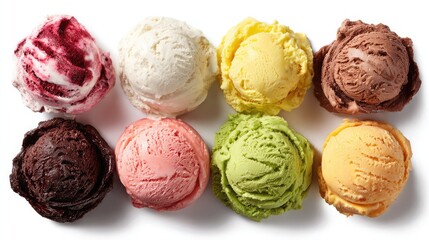 Fototapeta premium Ice cream scoops variety flavors assorted delicious treat