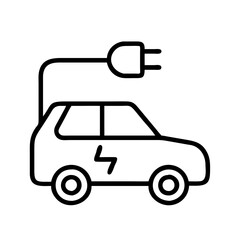 Electric vehicle charging station icon ev car plug in cable renewable energy transport design