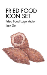 Fried food logo vector icon set