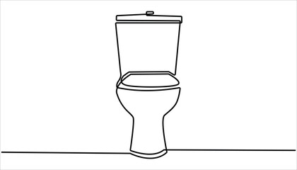 Continuous one line drawing of hygienic flush toilet, Single line drawing illustration of Toilet. Bowl icon line continuous drawing vector. Toilet in continuous line art drawing style.