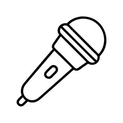 Microphone vector icon illustration, karaoke mic, podcast microphone, audio equipment, line art