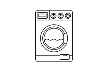 Washing machine outline icon for laundry services and appliance repair promotions vector illustration design for websites and marketing materials