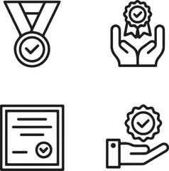 Collection of four icons representing awards quality and certification
