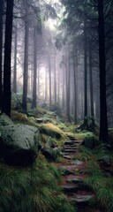 Fototapeta premium Misty forest path