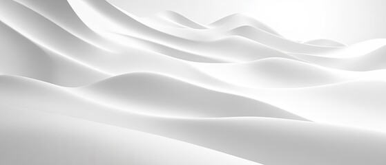 Naklejka premium Smooth, undulating white landscape; soft, flowing hills create a serene, minimalist scene