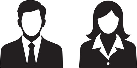 Professional business man and woman silhouette icons