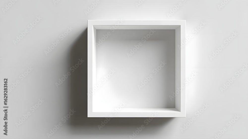Wall mural floating square white frame with drop shadow