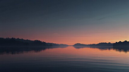 Obraz premium Minimalist Twilight Lake with Geometric Symbol in 8K Realism V3