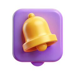 3d notification bell icon isolated on transparent background