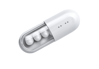 White capsule-shaped earbud case
