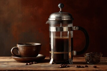 Still life of coffee maker and cup