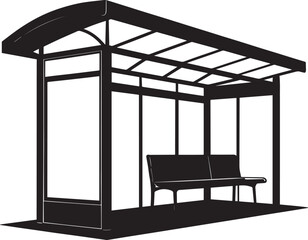 Bus Stop Silhouette in Black | Urban Transport Icon Illustration Vector Format