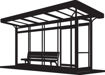 Bus Stop Silhouette in Black | Urban Transport Icon Illustration Vector Format