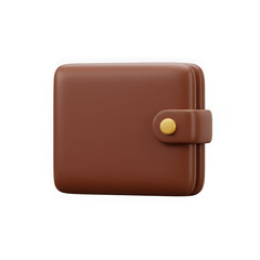 Brown leather bi fold wallet isolated on transparent background