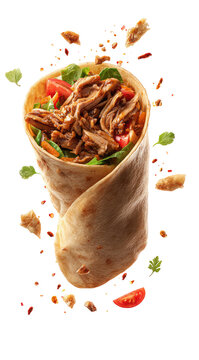 Appetizing burrito with various toppings