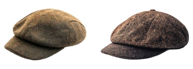 vintage style hat set isolated on transparent background. PNG