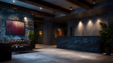 Luxurious hotel lobby with sophisticated design and inviting ambiance