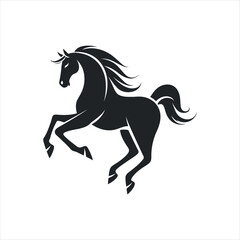 Wild Black Horse Silhouette Set – Rearing and Running Stallions