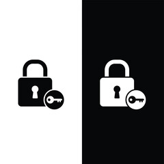 Vector icons of a padlock and key, symbolizing security, privacy, and password access.