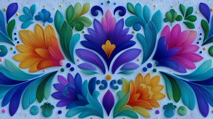 Abstract Eid henna pattern in electric colors, modern tradition, joyful art, luminous white haze