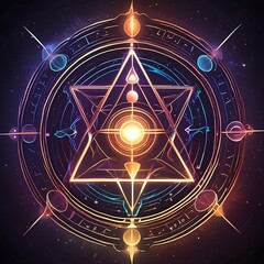 Futuristic Glowing Mandala with Sacred Geometry in Space"