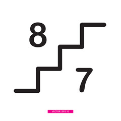 Stairs4-7. Stair display icon. Black line 8th floor and 7th floor stair display icon with white background. eps