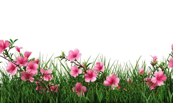 Pink flowers in a grassy border (2)