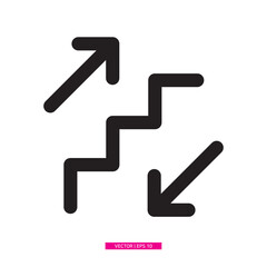 Stairs5-9. Staircase icon. Two way display staircase icon. Up the black line staircase with rounded and thick ends on a white background. Downward display icon. eps