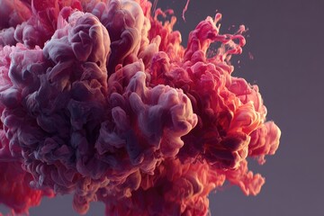 Obraz premium Abstract swirling pink and white ink cloud against a muted grey background