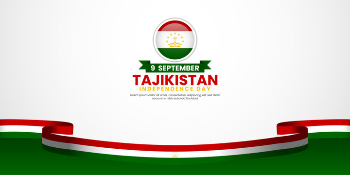 Tajikistan independence day banner background 9 september design element with waving ribbon flag