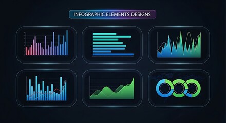 Diverse infographic charts and graphs showing data trends