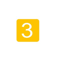 A bright yellow square with a white 3 in the center, also with rounded corners and a clean, simple look.

