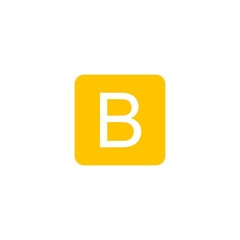 A bright yellow square with a white B in the center, also with rounded corners and a clean, simple look.

