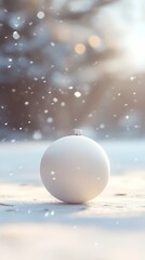 Fototapeta premium White christmas ornament in snow
