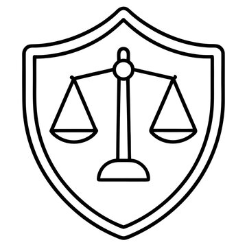 scales of justice inside shield outline clip art preview
