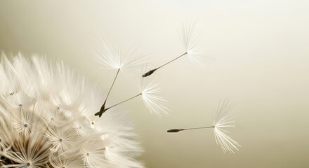 Obraz premium Dandelion Seeds Blowing Away in the Wind