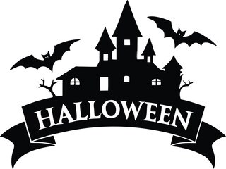 Spooky Halloween banner silhouette vector illustration perfect for clipart and seasonal