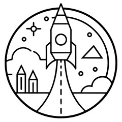 startup roadmap icon two line art