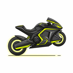 Black sport motorcycle with neon yellow accents and aerodynamic fairing design