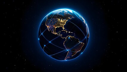 Obraz premium Global network technology concept with earth and connections for business and data