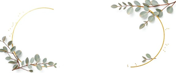 Elegant gold oval frame with delicate green eucalyptus leaves